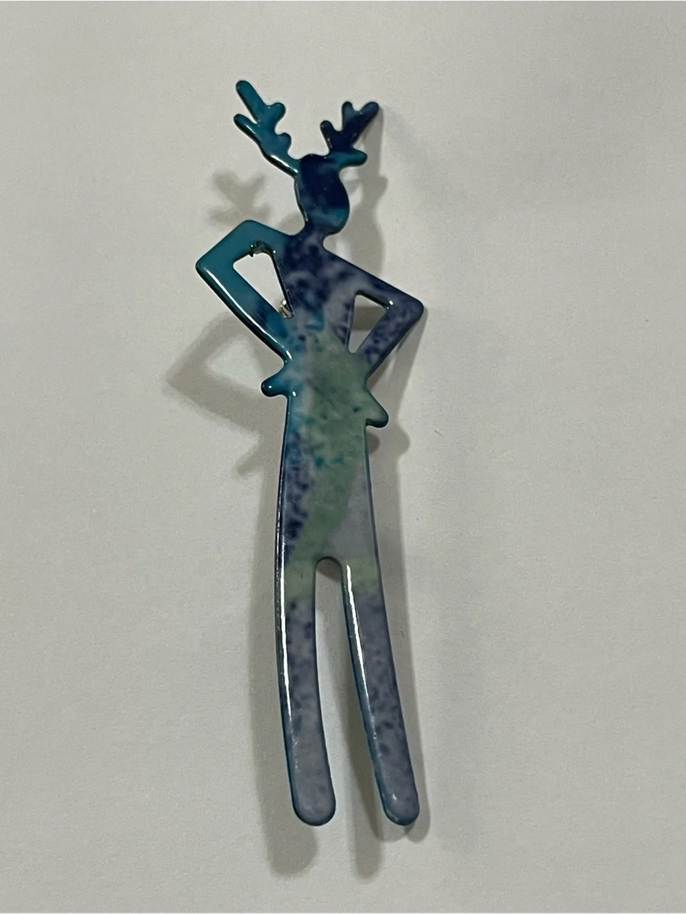 Vintage Enamel Shaman Deer Person Attitude Person Pin #6149